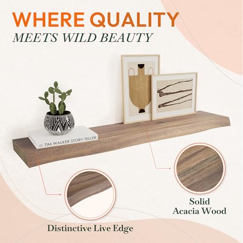 24'' Live Edge Floating Shelves for Wall (2 Count)
