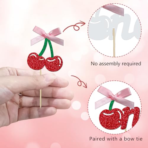 24 Pack Cherry 1st Birthday Cupcake Toppers (24 Count)