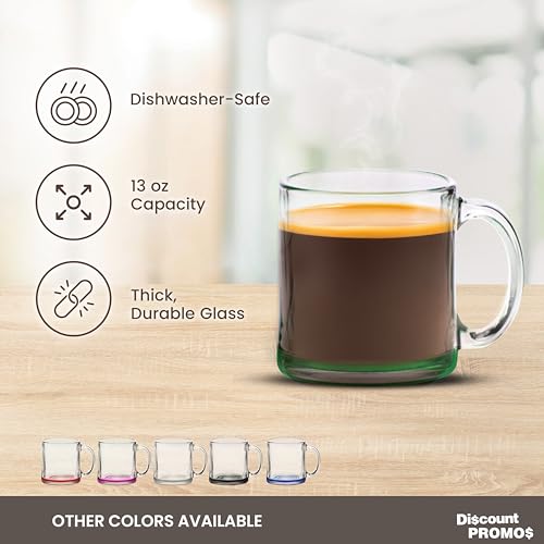 Clear Glass Coffee Mugs 13 oz. Set of 10 (10 Count)