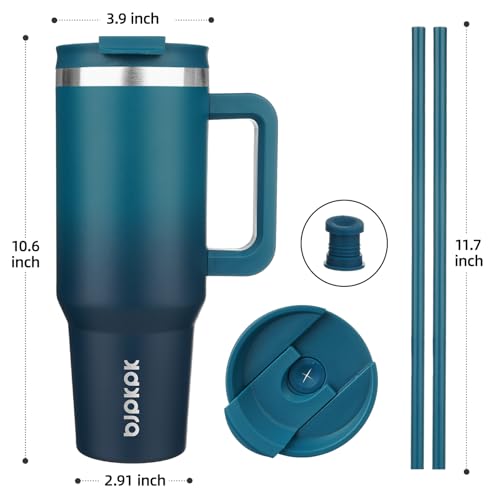 40 oz Insulated Tumbler with Handle & Straw