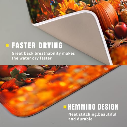Fall Harvest Pumpkin Dish Drying Mat for Kitchen Counter