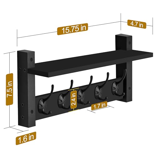 Coat Rack Wall Mount with Shelf