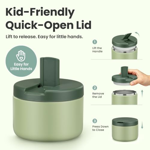 12oz Insulated Vacuum Food Jar with Buckle Lid Wide Mouth Soup Thermo for Hot Food Kids Leakproof Stainless Steel Lunch Container