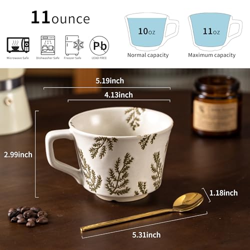 Coffee Mugs Set of 4 with Gold Spoon (4 Count)