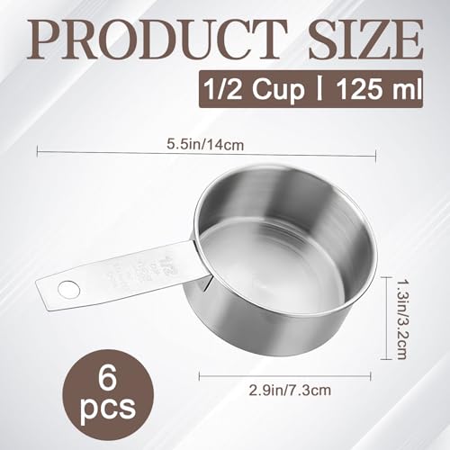 6 Pack Stainless Steel Measuring Cup (6 Count)