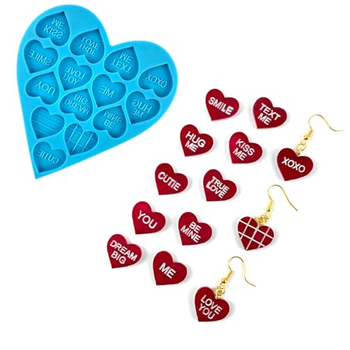 Heart Resin Molds 5pcs Valentine's Heart Silicone Resin Molds for Keychain (5 Count)