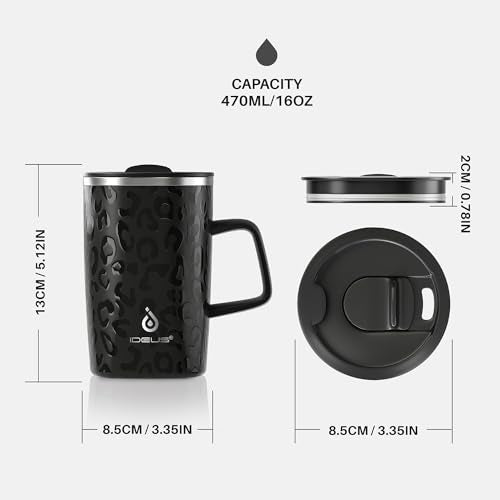 16 oz Insulated Coffee Mug with Lid and Handle