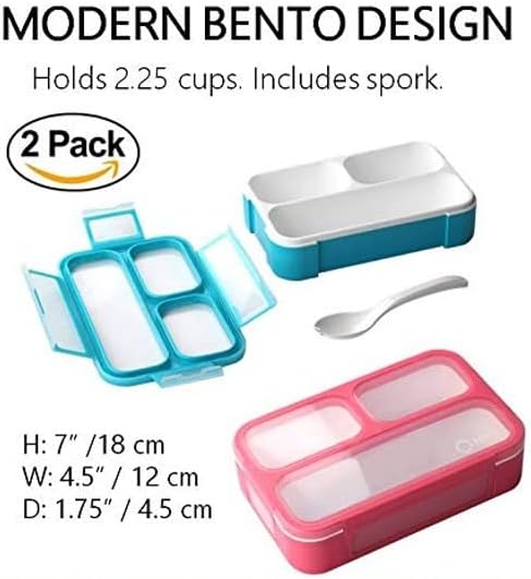 Snack Container - Small Bento Lunch Box for Kids Girls Boys Toddlers | MINI Leak-proof Boxes, Baby Bentobox for Daycare, Portion Containers, BPA-Free Pink and Blue Set of 2 - Blissbrew