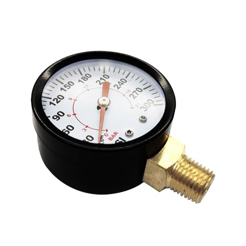 1 4" NPT 300Psi Steel Economical All Purpose Pressure Gauge with Brass Internals 2" Dial Display Bottom Mount