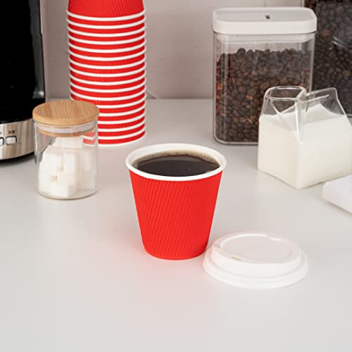 Ripple Wall Coffee Cups 25 Count 8 Ounce Insulated Red Paper Cups