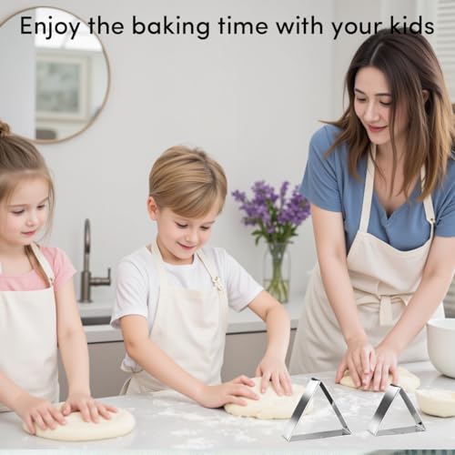 Equilateral Triangle Cookie Cutter Set Large Stainless Steel Geometric Frame Plaque Cookie Cutters Shapes Molds (4 Count)