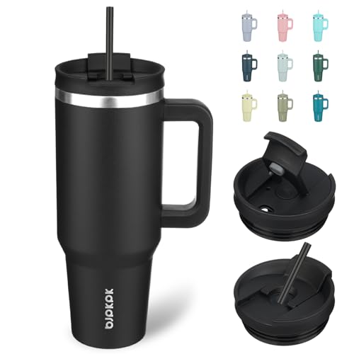 40 oz Insulated Tumbler with Handle & Straw
