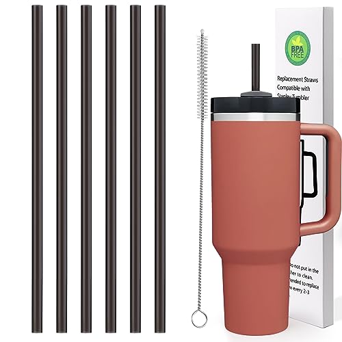 12Inch Replacement Black Straw for Stanley 40 (6 Count)