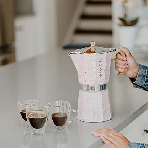 Milano Stovetop Espresso Maker Moka Pot 6 espresso Cup 9.3 oz Pink