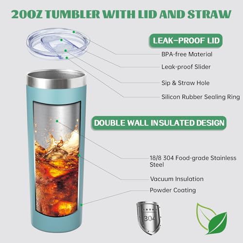 20 oz Skinny Tumbler with Lid and Straw (8 Count)