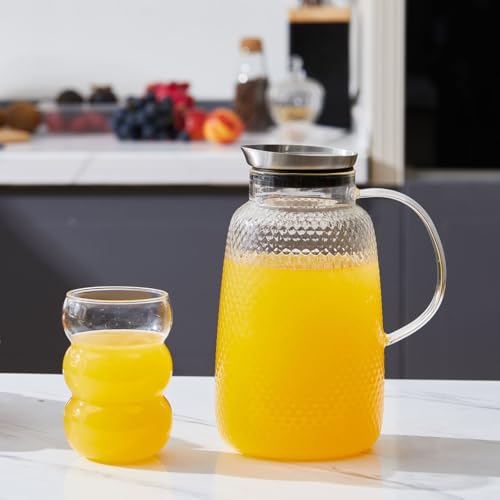Pineapple Series 78 Oz Borosilicate Glass Pitcher with Lid