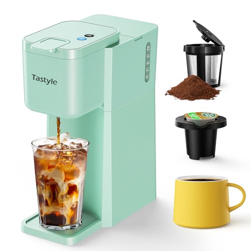 Mini Single Serve Hot and Iced Coffee Maker for K Cup and Ground