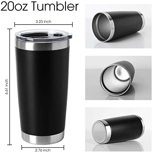 20oz Tumblers Stainless Steel Mugs with Lid Double Wall Vacuum Insulated Coffee Cups for Cold & Hot Drinks (12 Count)
