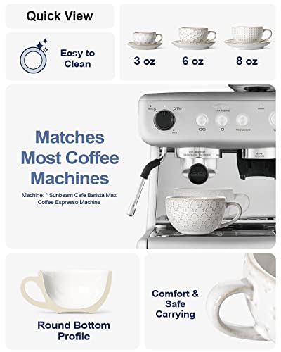 6 oz Cappuccino Cups with Saucers (4 Count)