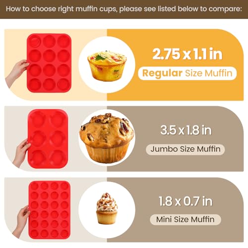 12 Cups Silicone Muffin Pans for Baking (2 Count)