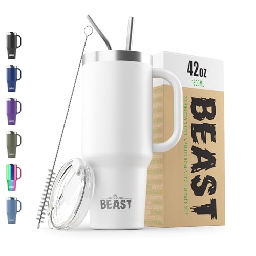 Beast 42 oz Tumbler with Handle Stainless Steel Vacuum Insulated Coffee Ice Cup Double Wall Travel Flask