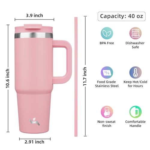 40 oz Insulated Tumbler Water Bottle with Handle