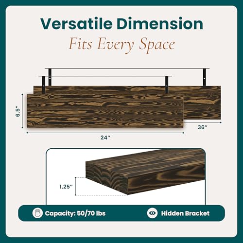 24'' Wood Floating Shelves for Wall (2 Count)