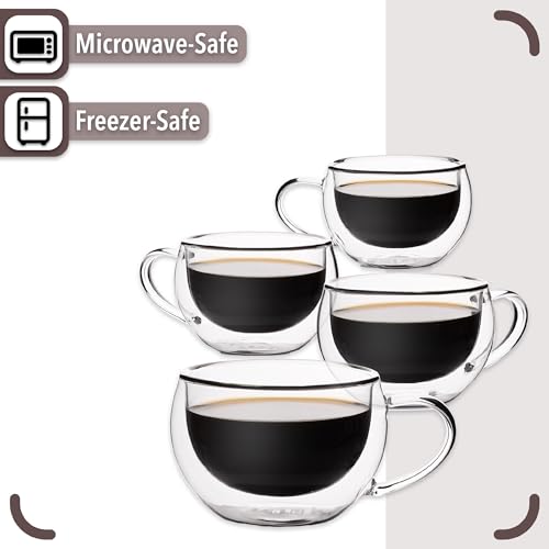 BTaT Double Walled Glass Coffee Mugs (4 Count)