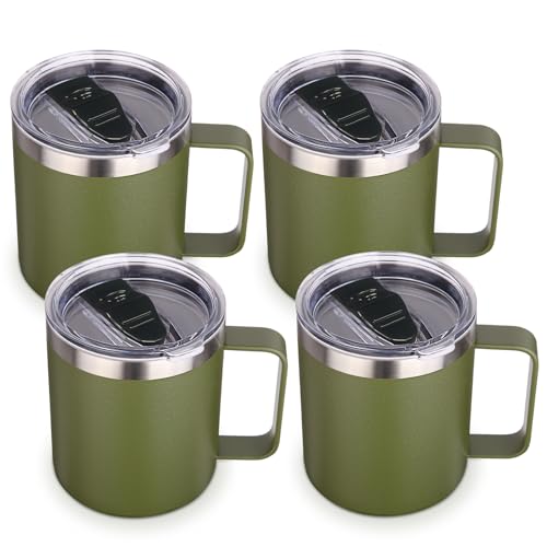 14oz Insulated Stainless Steel Coffee Mug with Lid Bulk 4 Pack (4 Count)