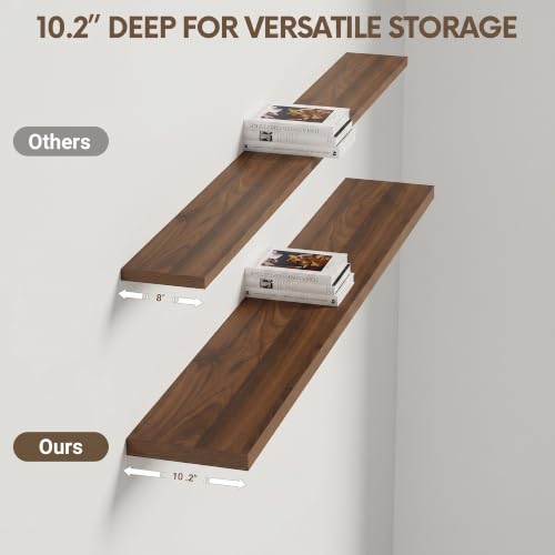 10 Inch Deep Floating Shelves for Wall 55” Set of 2 (2 Count)