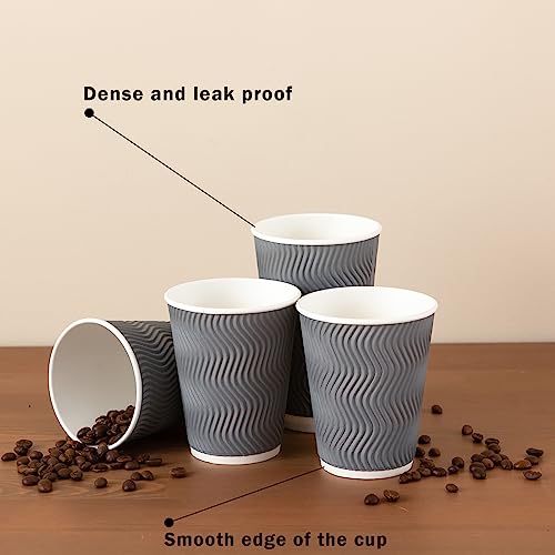 120 Pack 12 oz Coffee Cups Disposable Insulated Paper Cup Gray (120 Count)