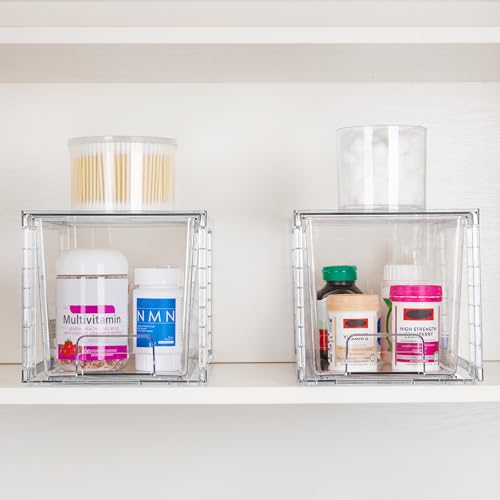 4 Pack Large Stackable Storage Drawers (4 Count)