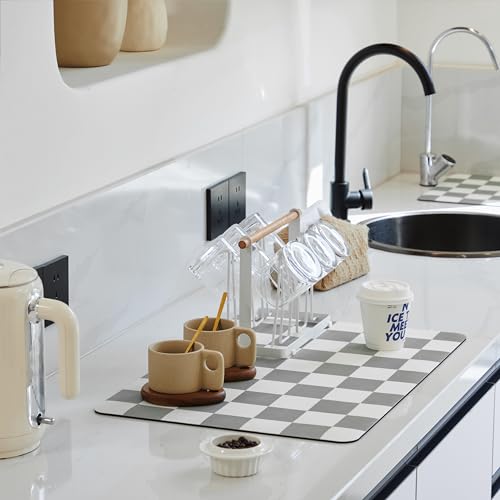 Checkered Dish Drying Mat for Kitchen Counter