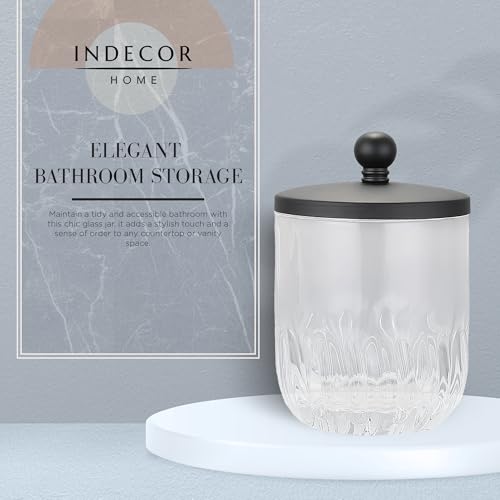 Glass Jar with Metal Lid for Bathroom Organization