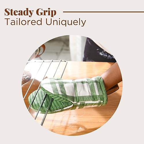Oven Mitts Green Checkered (2 Count)