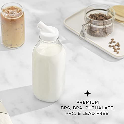Glass Milk Bottles with Lids and Pourer (3 Count)