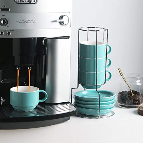 Sweejar Porcelain Espresso Cups with Saucers (4 Count)