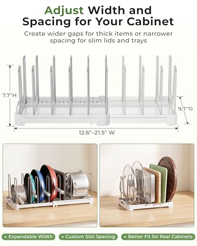 Adjustable Bakeware Organizer Pot Lid Holder Rack for Pots (2 Count)