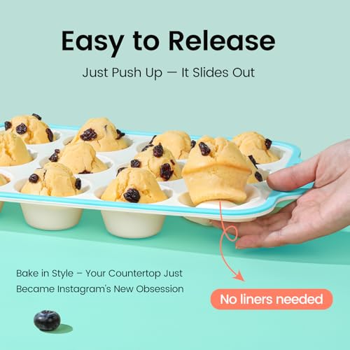 Silicone Muffin Pans for Baking 2 Pack