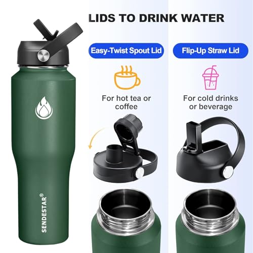 Water Bottle Wide Mouth Stainless Steel Vacuum Insulated Double Wall Keep Liquids Cold or Hot All Day