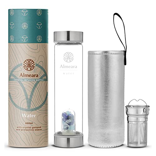 Crystal Water Bottle with Authentic Lapis Lazuli