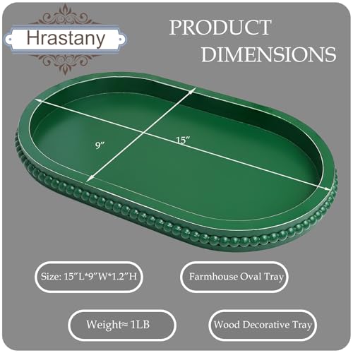 Green Oval Wood Decorative Ottoman Tray for Coffee Table