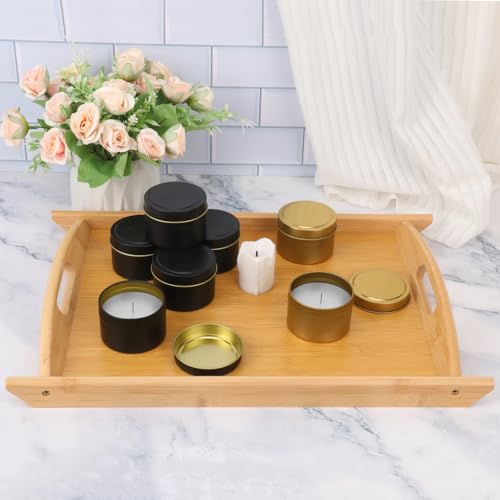 4 Pack 17.3 Inch Large Bamboo Serving Tray with Handle (4 Count)