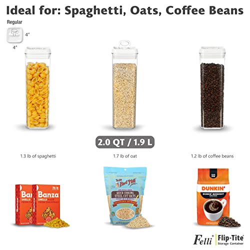 Flip Tite TALL Storage Container with Lid 4" Air Tight Easy Open Ring Top (3 Count)
