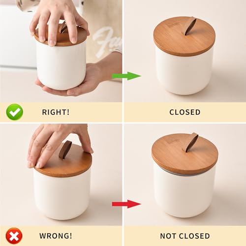 White Ceramic Canister Set with Bamboo Lids (4 Count)