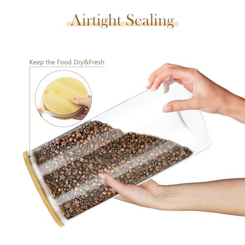 Large Glass Cereal Containers Storage with Airtight Bamboo Lids