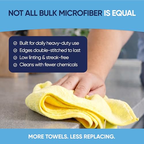 Bulk Black Microfiber Towels 12" x 12" Case of 400 (400 Count)