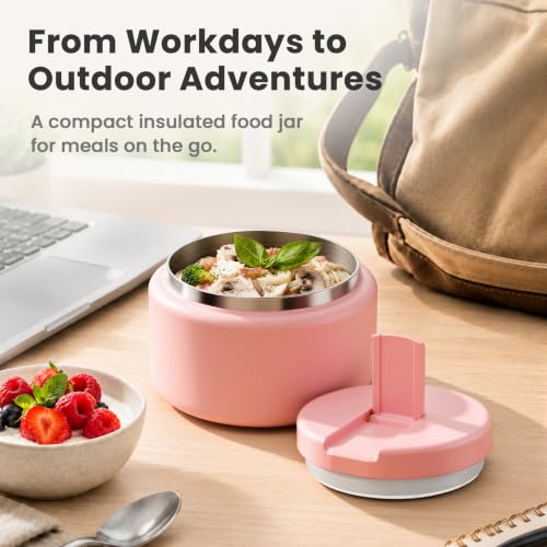 13.5oz Soup Thermo for Hot Food Kids with Buckle Lid Insulated Vacuum Food Jar Wide Mouth Leakproof Stainless Steel Lunch Container