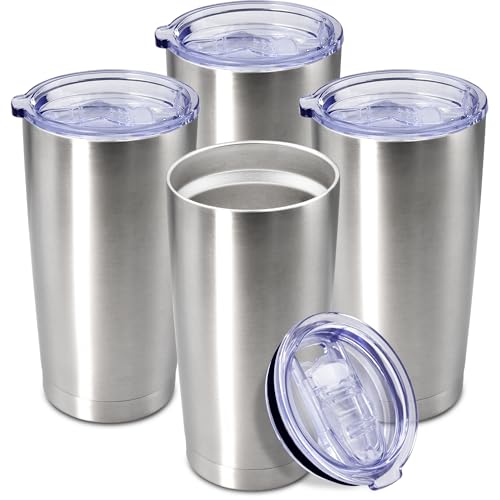 20oz Tumbler Insulated Coffee Tumblers with Lid Stainless Steel SS 4P (4 Count)