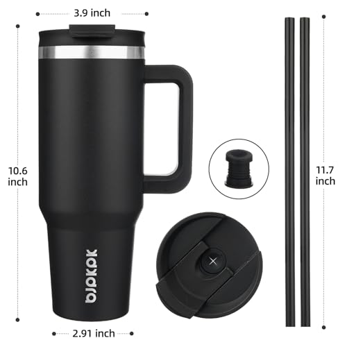 40 oz Insulated Tumbler with Handle & Straw